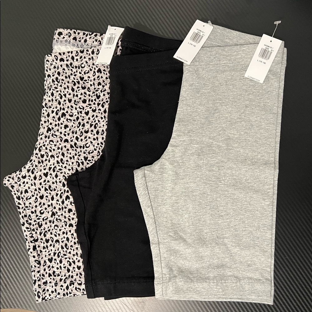 NWT Long Jersey Biker Shorts 3-Pack for Girls (size L 10-12)